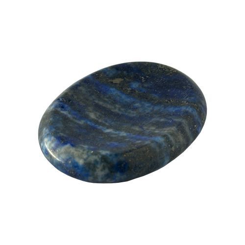 Polished lapis lazuli worry stone for mental clarity and communication